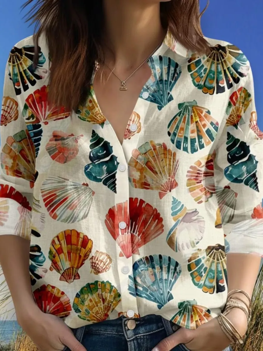 Watercolor Shell Long Sleeve Shirt
