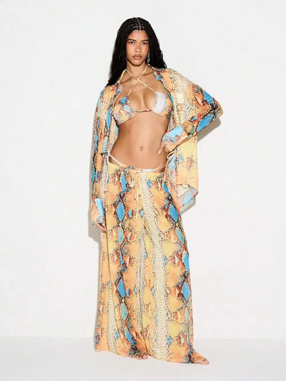 Brielle Snake Print Four Piece Set