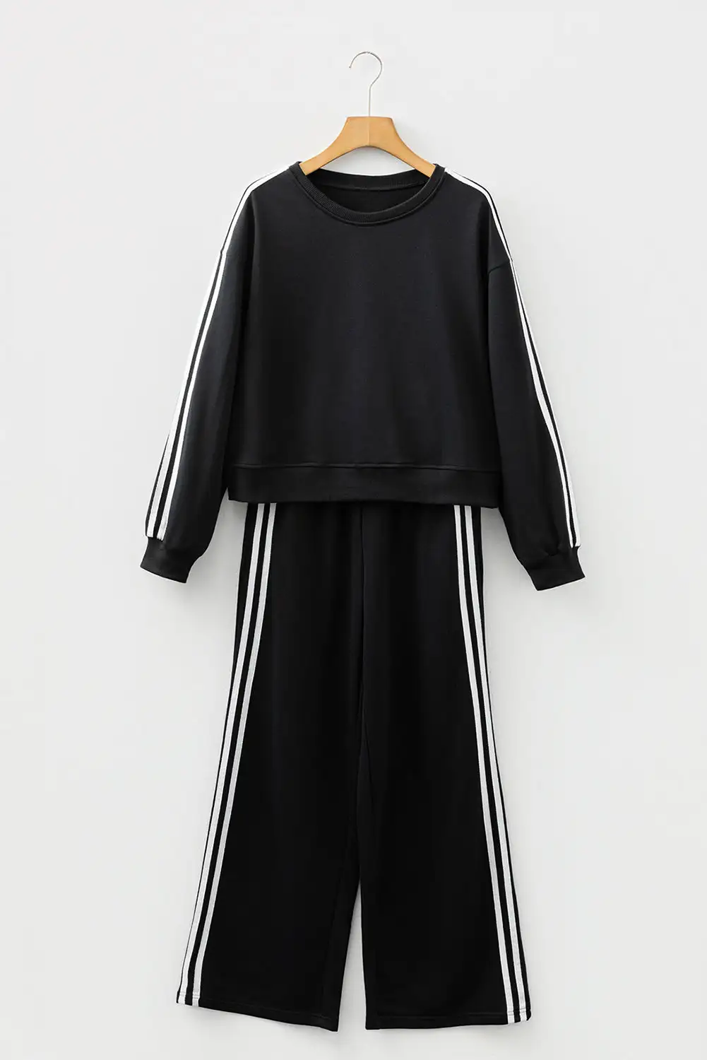 Refined Striped Pullover Sweatpants Two-Piece Set