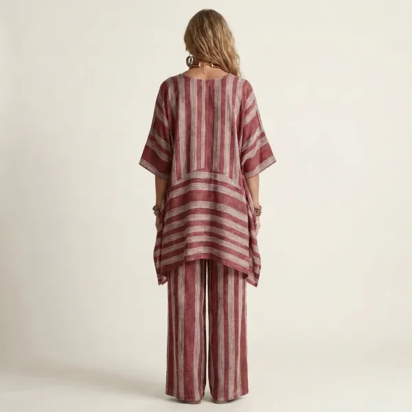 Kiara | Two-Piece Striped Cotton-Linen Set