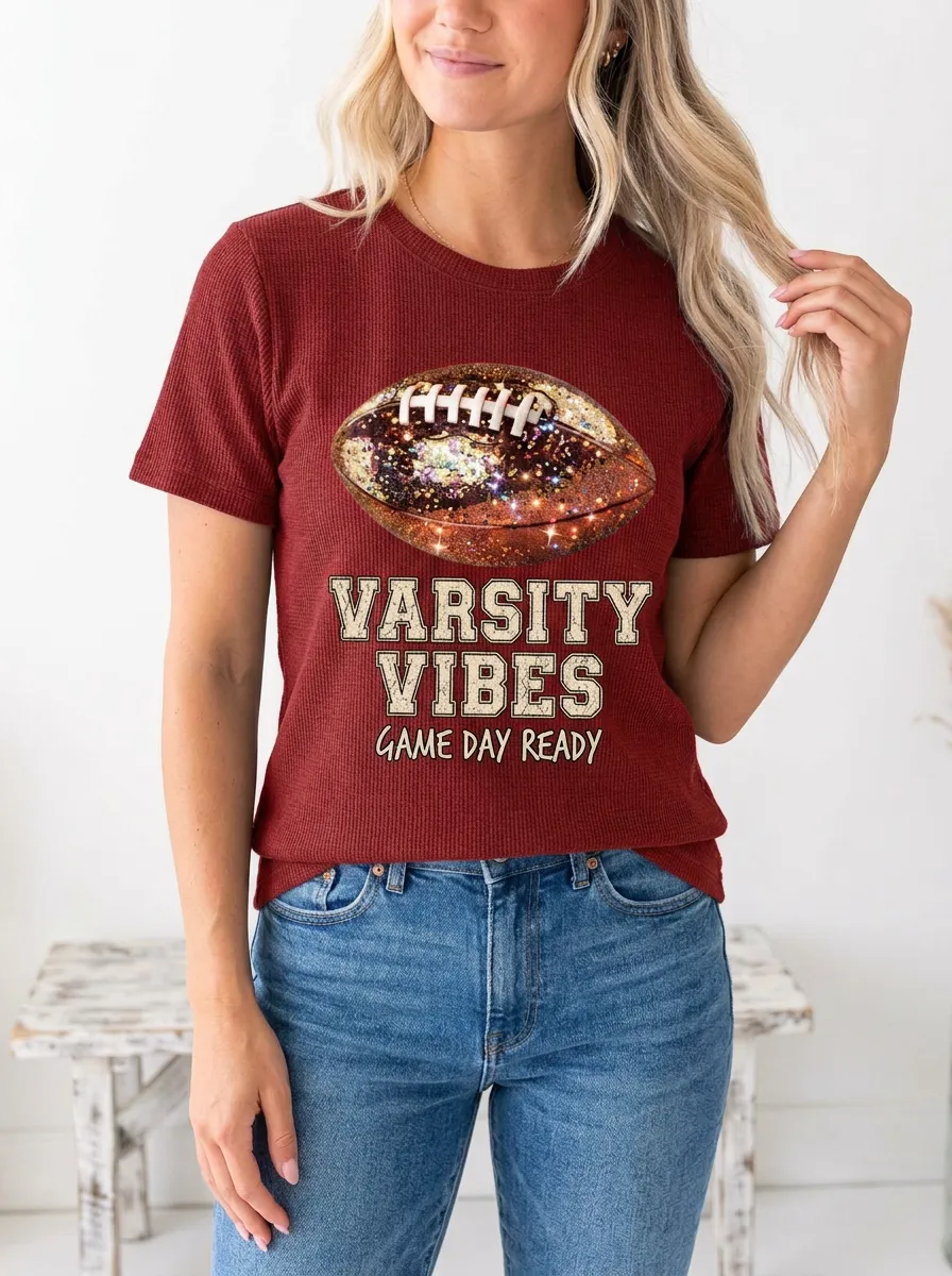 Women's Gridiron Ball Sparkle Crewneck T-Shirt