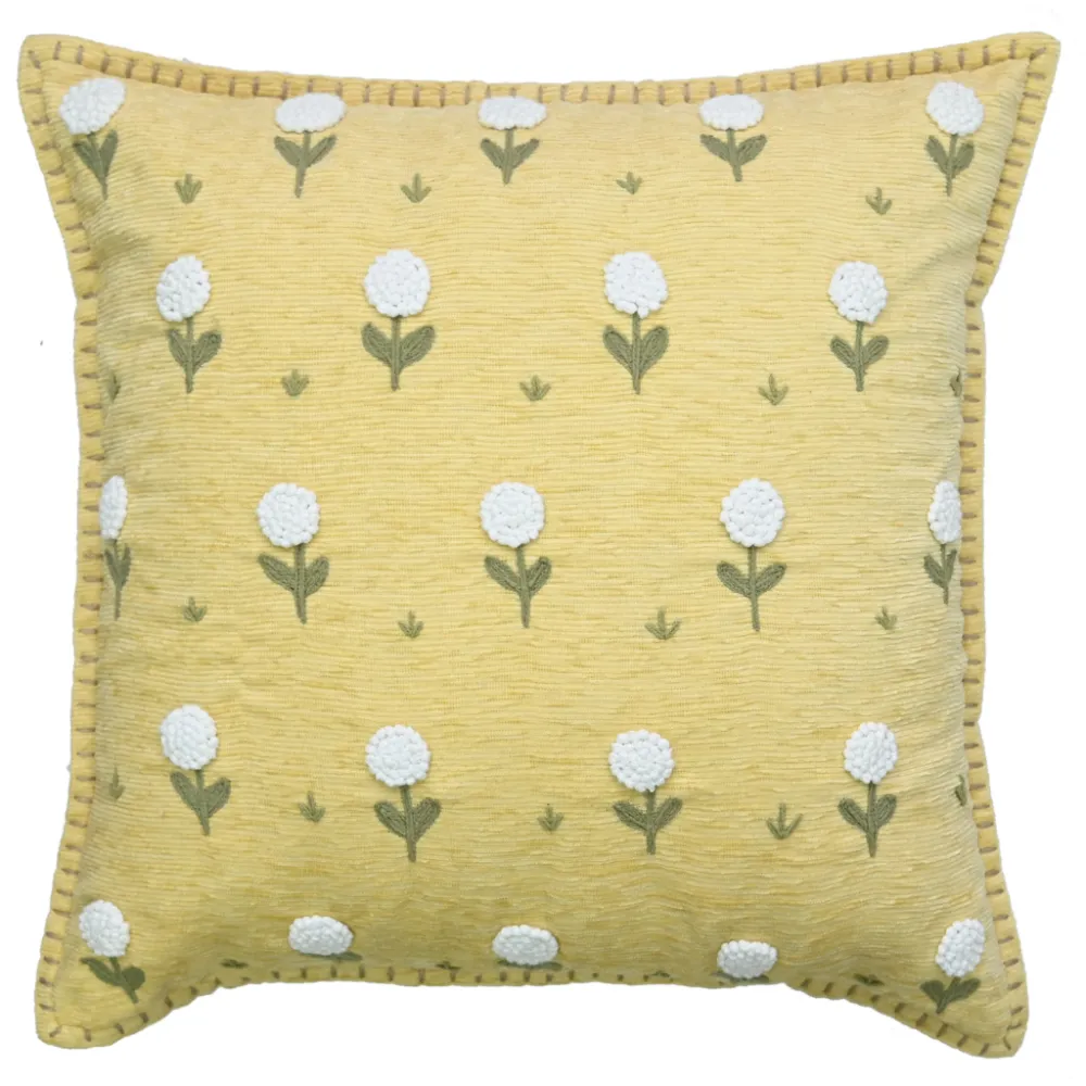 Hand Embroidered Floral Botanical Decorative Cushion Cover