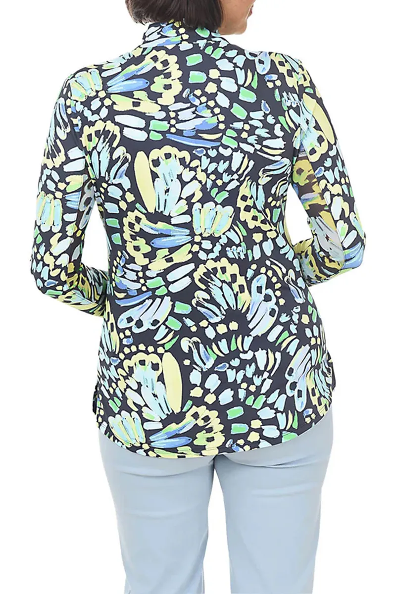 Sunny Brushstroke Mock Neck Top