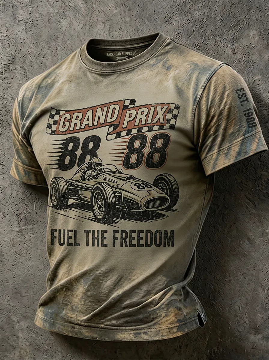 Men's Grand Prix Racing 88 Vintage Car Printed T-shirt