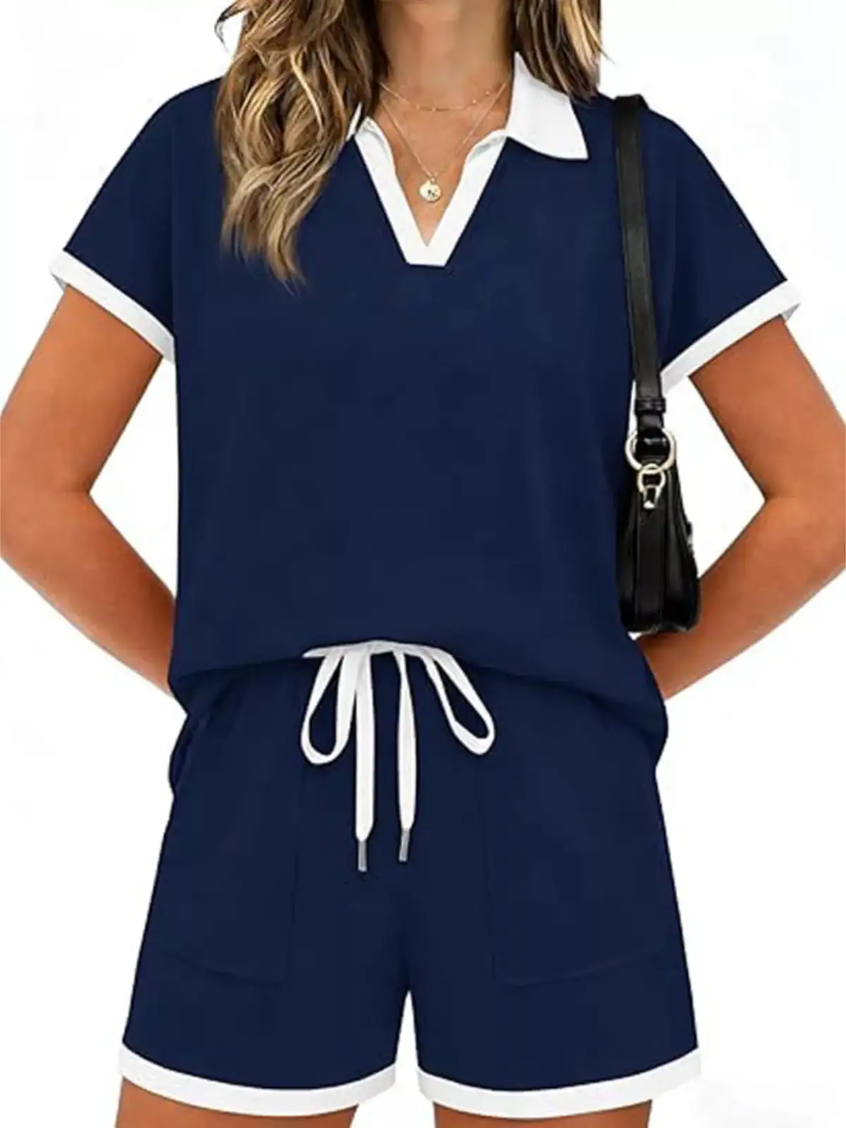 Relaxed Drawstring Pocketed Top and Shorts Matching Set