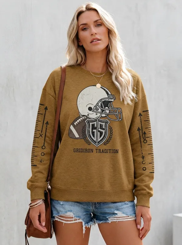 Everyday Women's Football Fan Gridiron Tradition Helmet Printed Sweatshirt