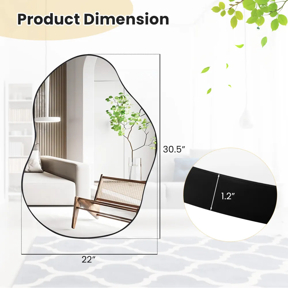 Asymmetrical Black Frame Mirror, Home Accent Essential for Contemporary and Unique Spaces