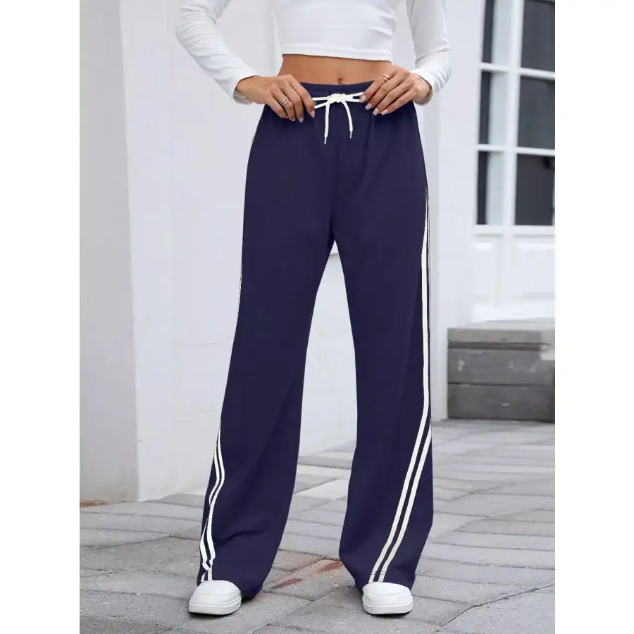 Side Striped Wide Leg Pants