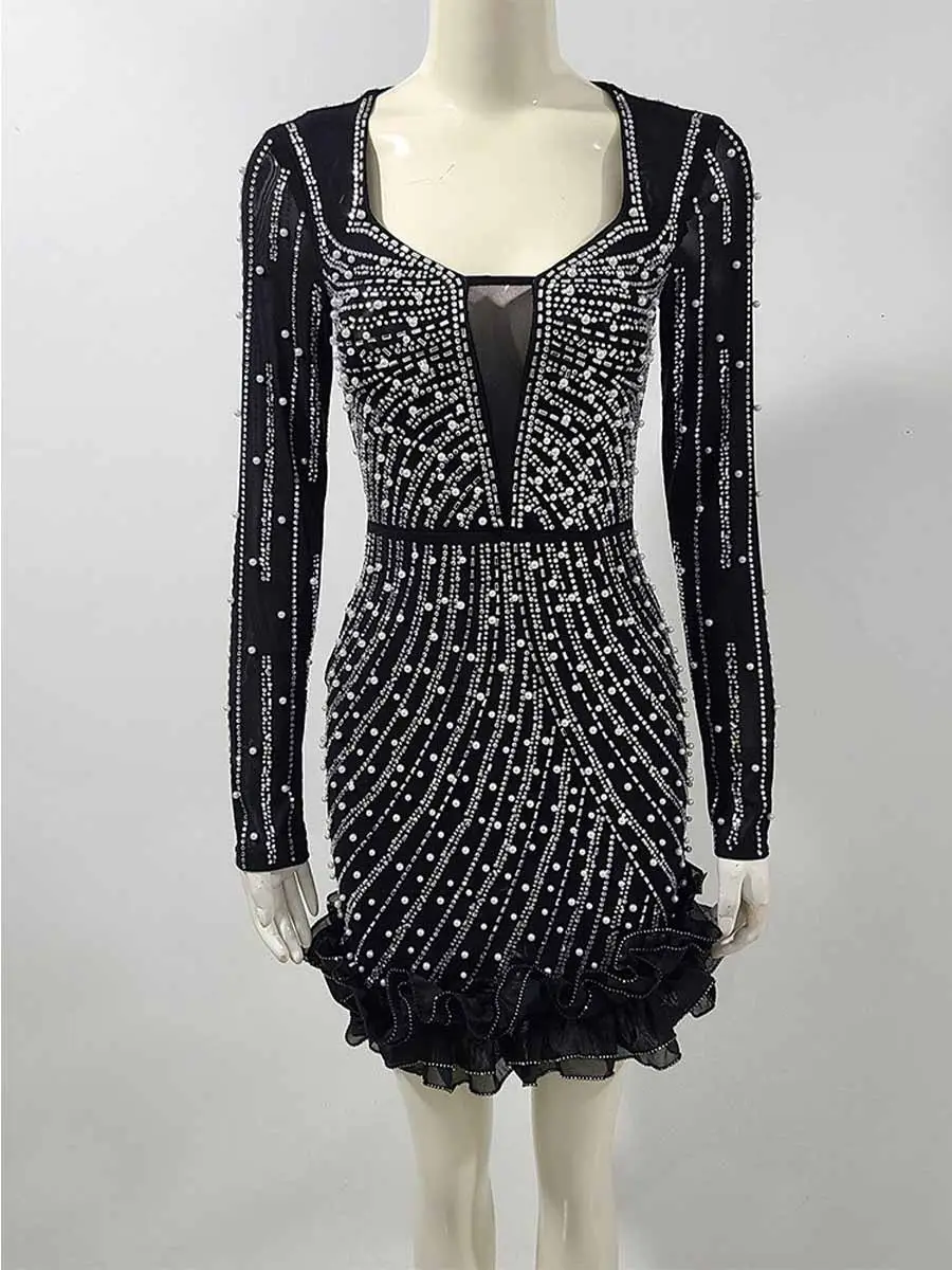 Sienna Diamond Bubble Bead Mini Dress