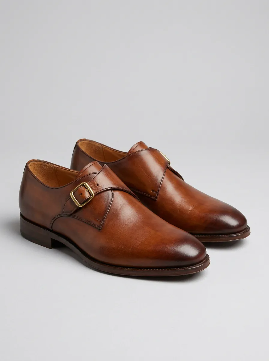 Men's Weekend Classic Business Leather Single Monk Strap Shoes