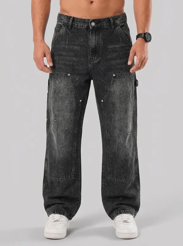 Washed Grey Carpenter Denim Jeans