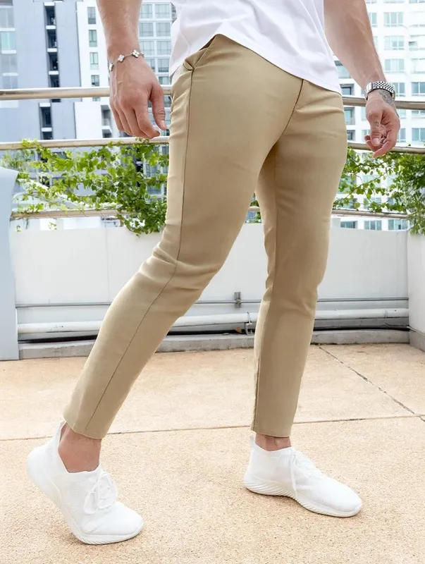 Khaki Slim Fit Stretch Pants