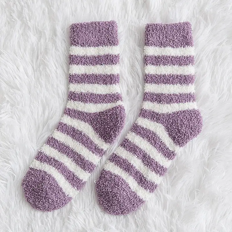 Plush Striped Knee High Socks