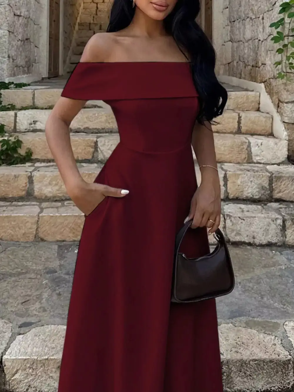 Off Shoulder A Line Maxi Dress