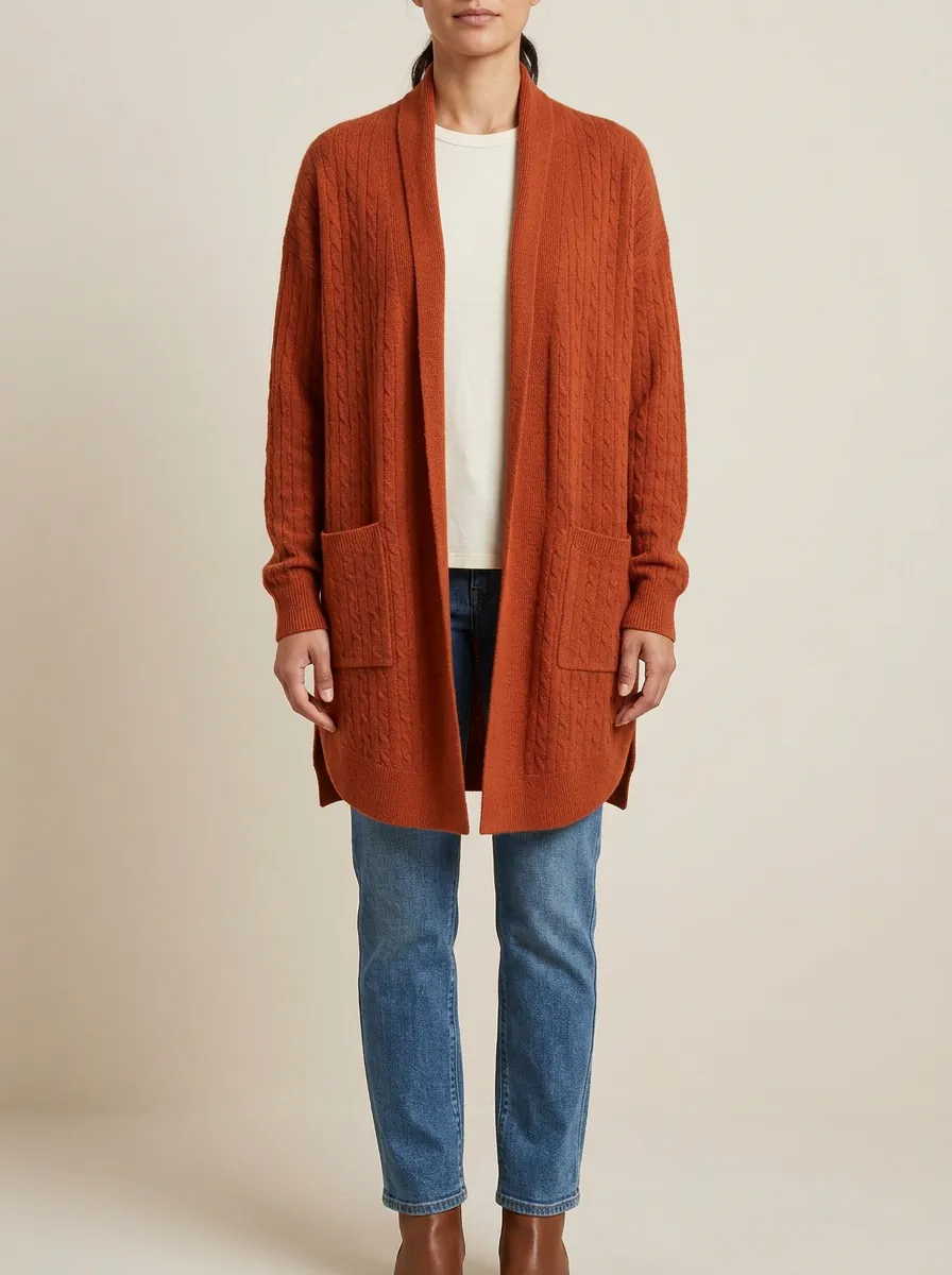 Cable-Knit Knit Cardigan