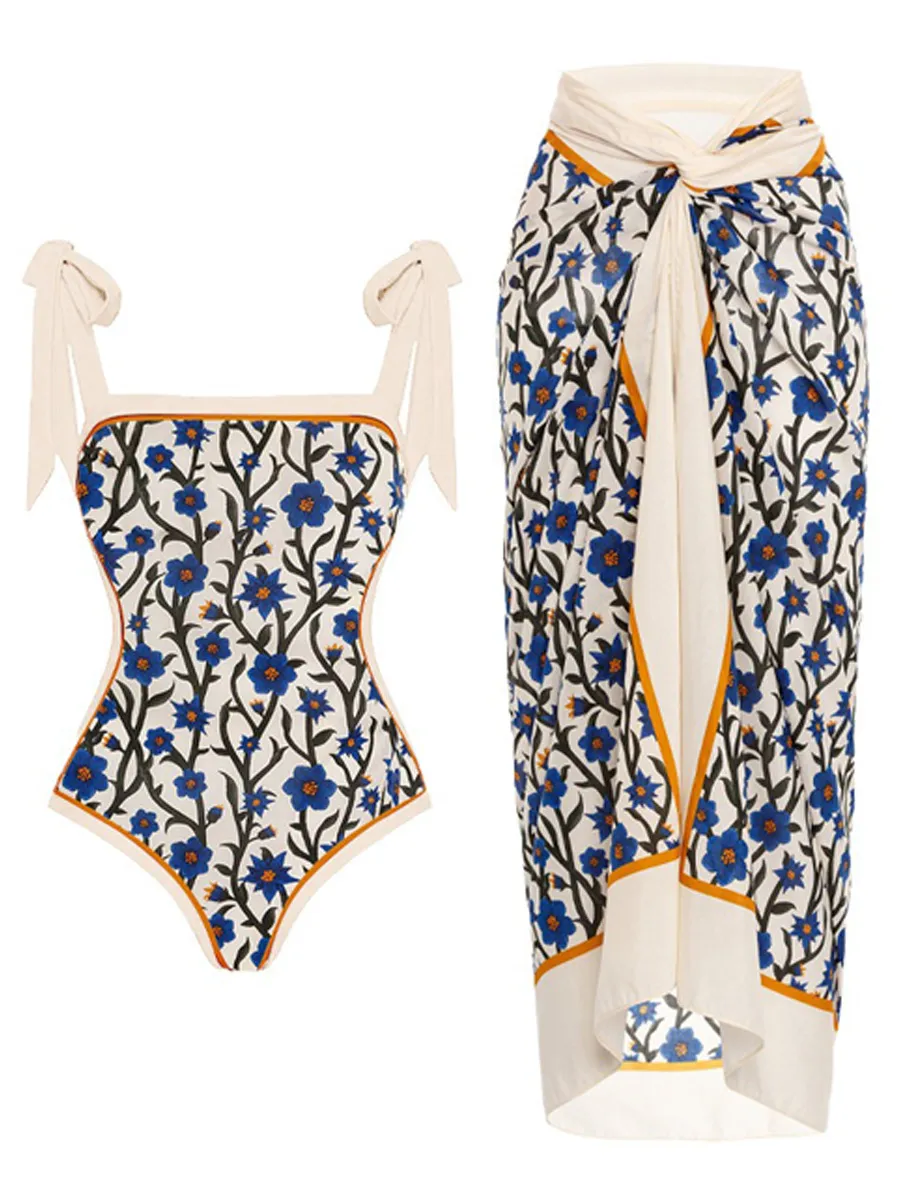 Natalie Chiffon Printed Swimsuit Set