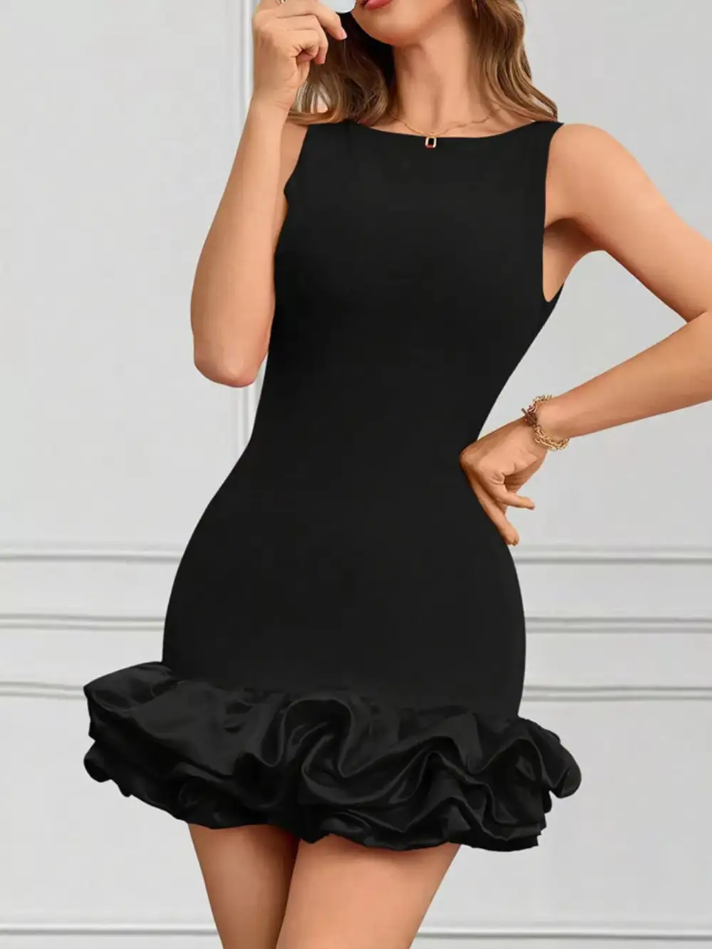 Ruffled Sleeveless Mini Dress