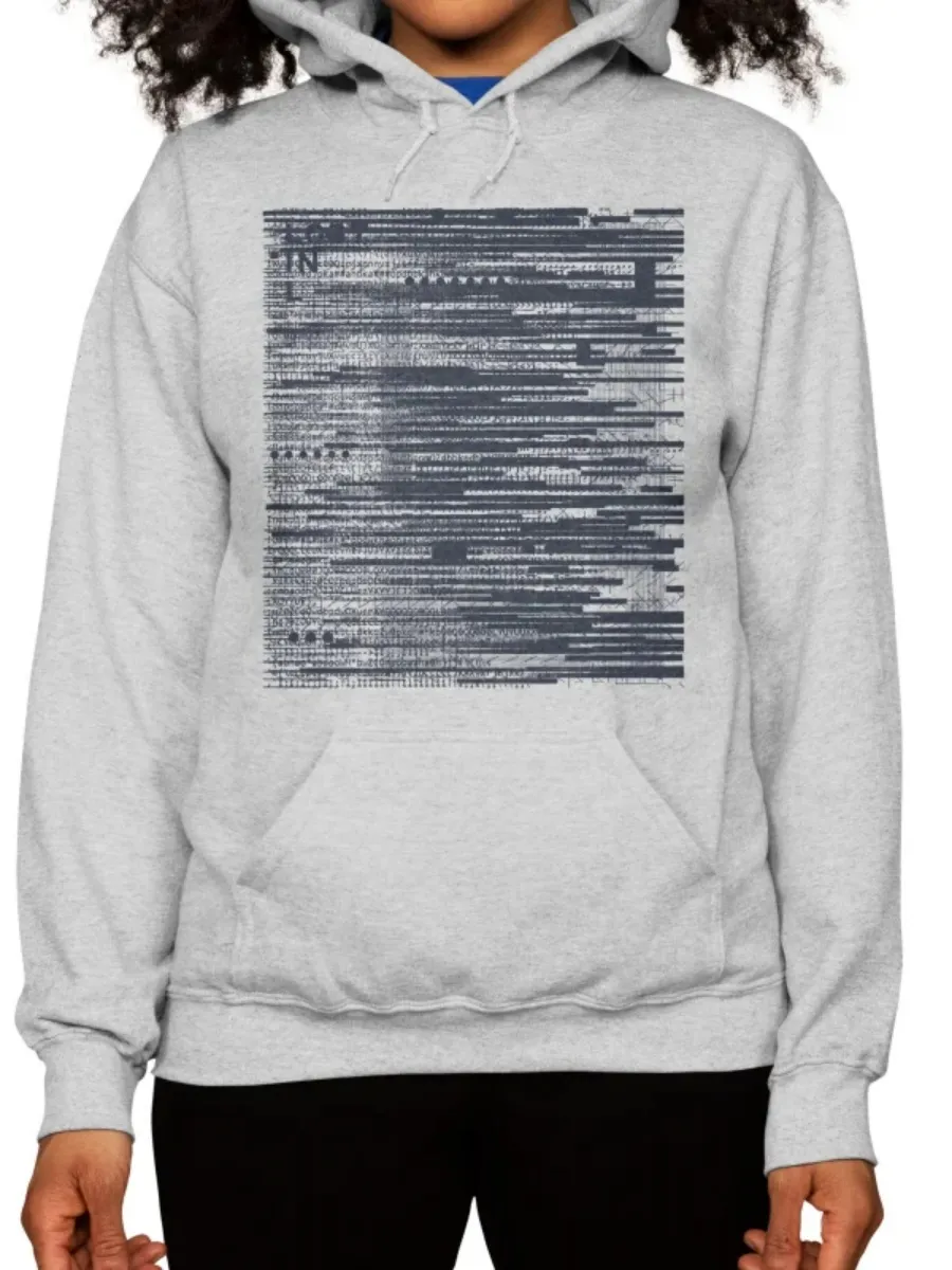Abstract Glitch Line Art Hoodie