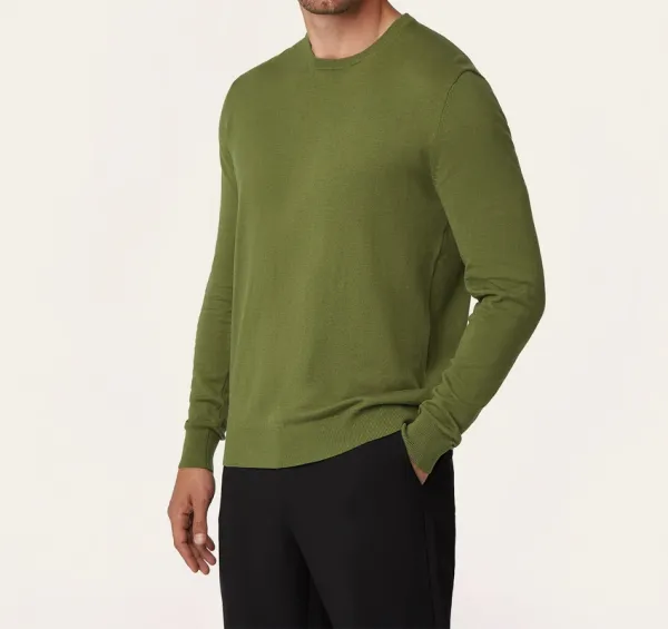 Soft Wool-Blend Crewneck Olive