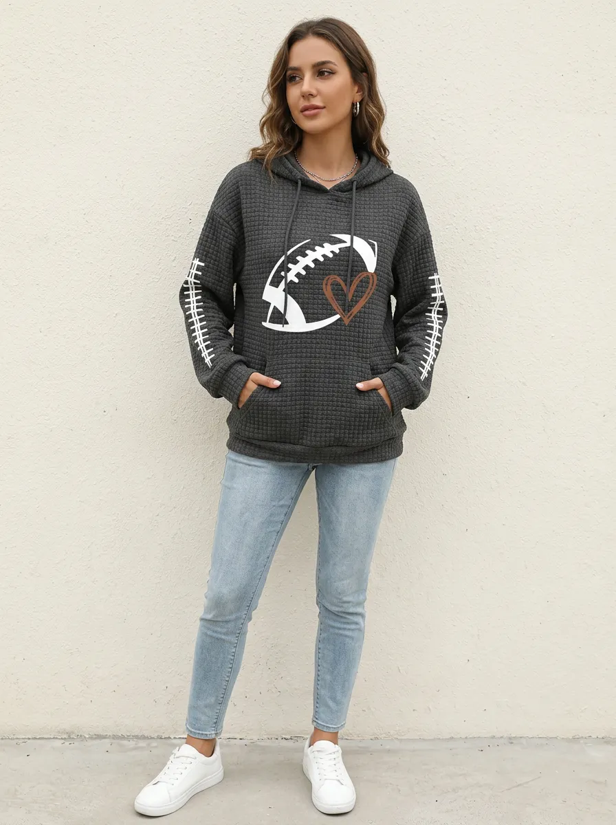 Women's Playbook Inspired Gridiron Heart Ball Graphic Hoodie
