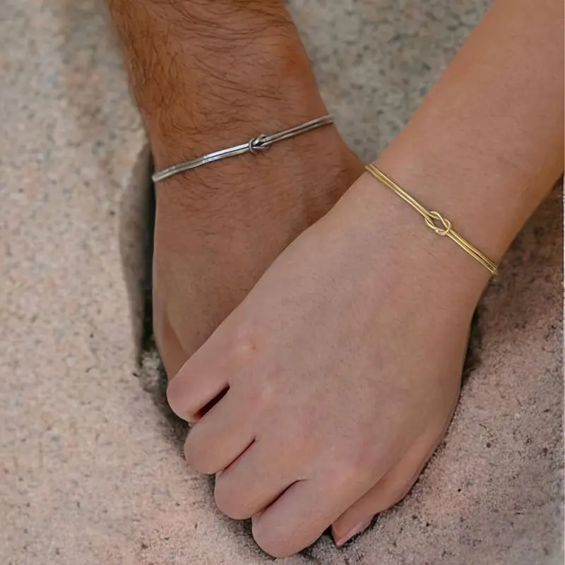 Snake Bone Chain Couples Bracelets Set For Anniversary Gift