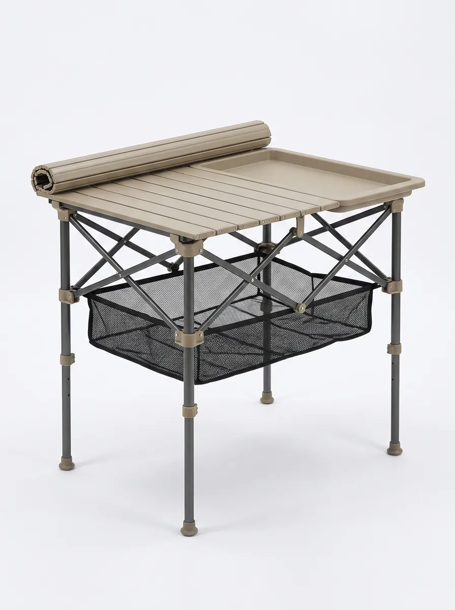 Roll-Up Camping Table with Mesh Storage
