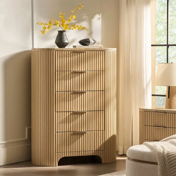 Fluted Marble Top Chest