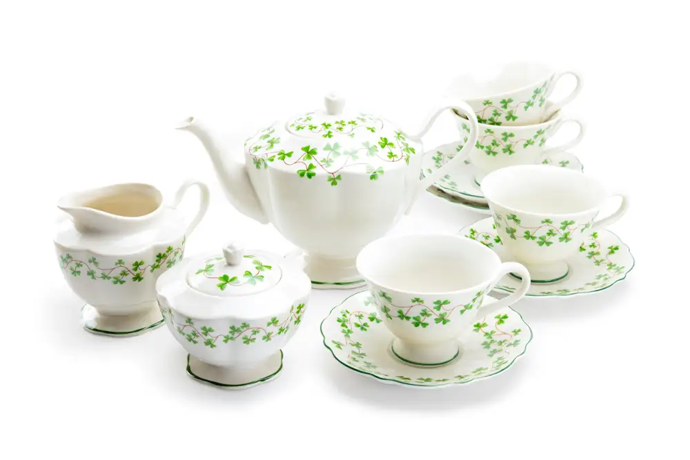 Shamrock Tulip Shaped Cups Porcelain Tea Set