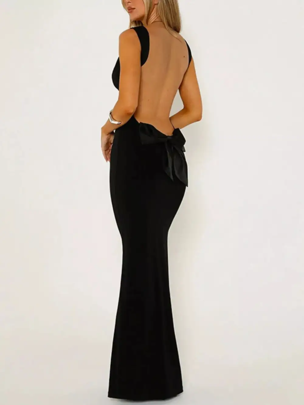 Backless Wide Strap Maxi Dress
