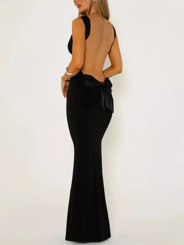 Backless Wide Strap Maxi Dress