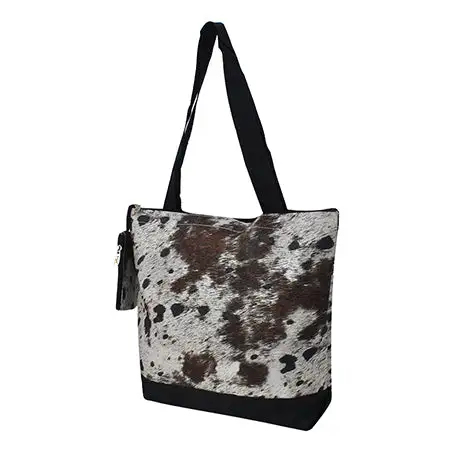 Relaxed Cow Print Canvas Tote Bag
