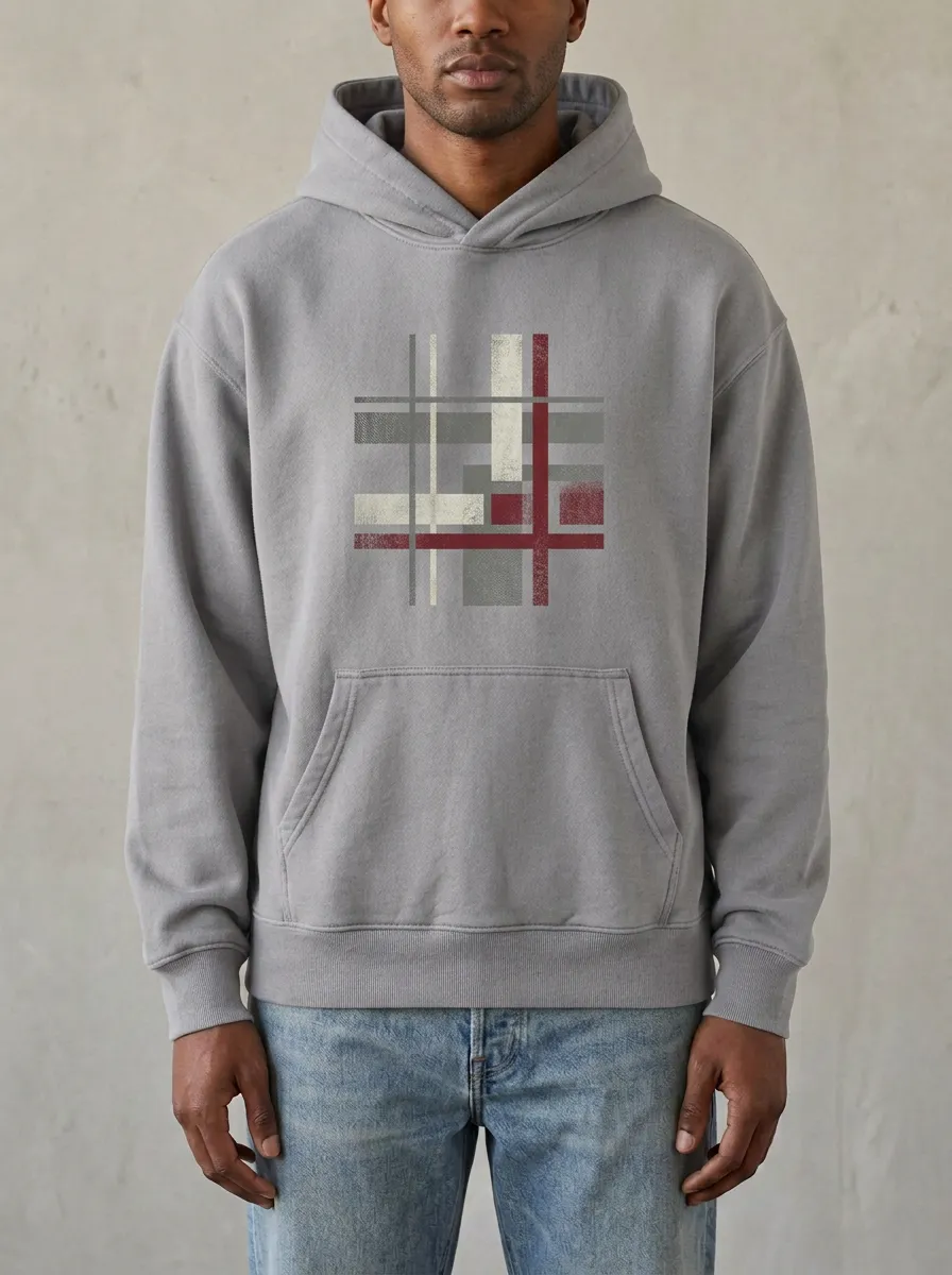 Abstract Geometric Plaid Hoodie
