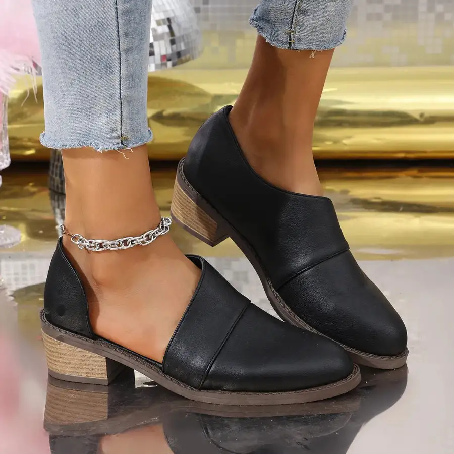 Classic Point Toe Block Heels Pumps
