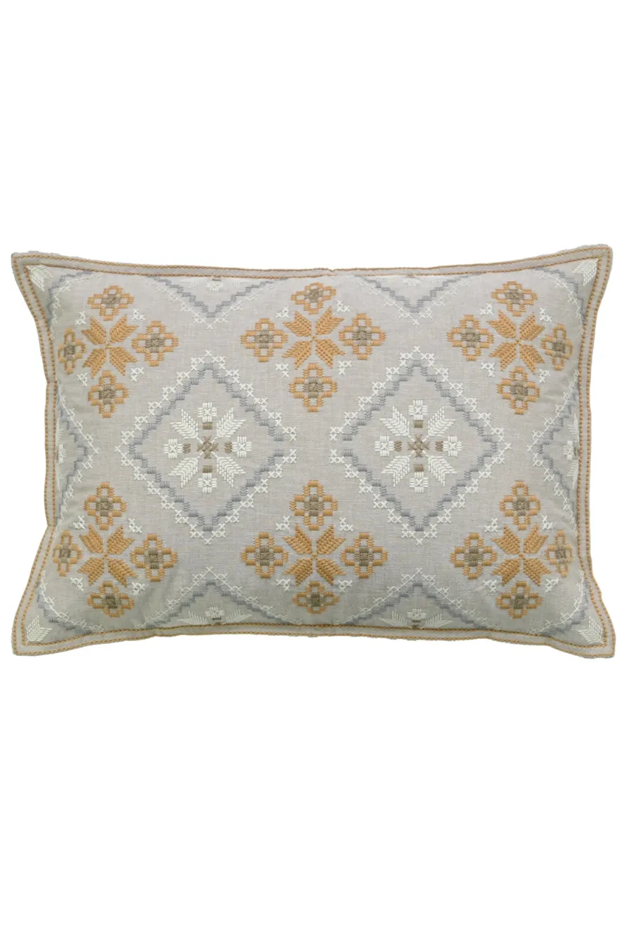 Embroidered Cotton Lumbar Decorative Cushion Cover