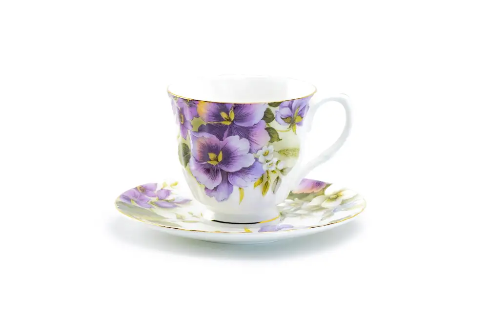 Pansy Bone China Tea Cup And Saucer