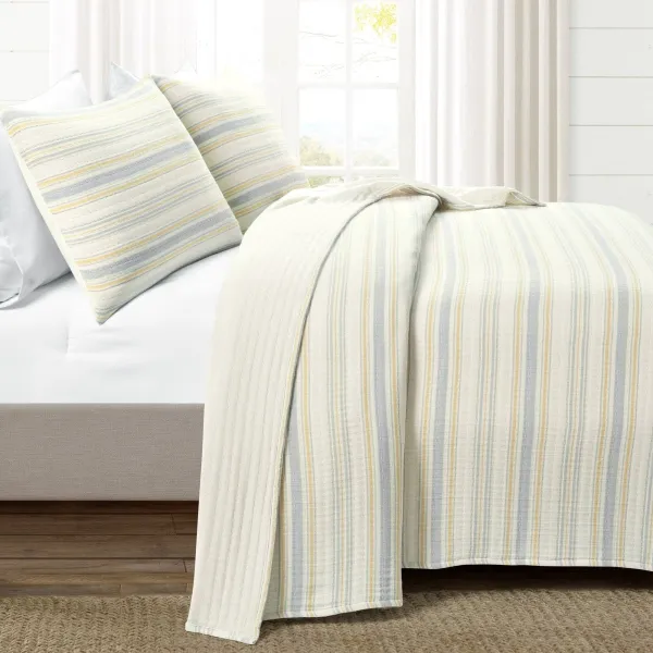 Everyday Cotton Striped Quilt Bedding Set