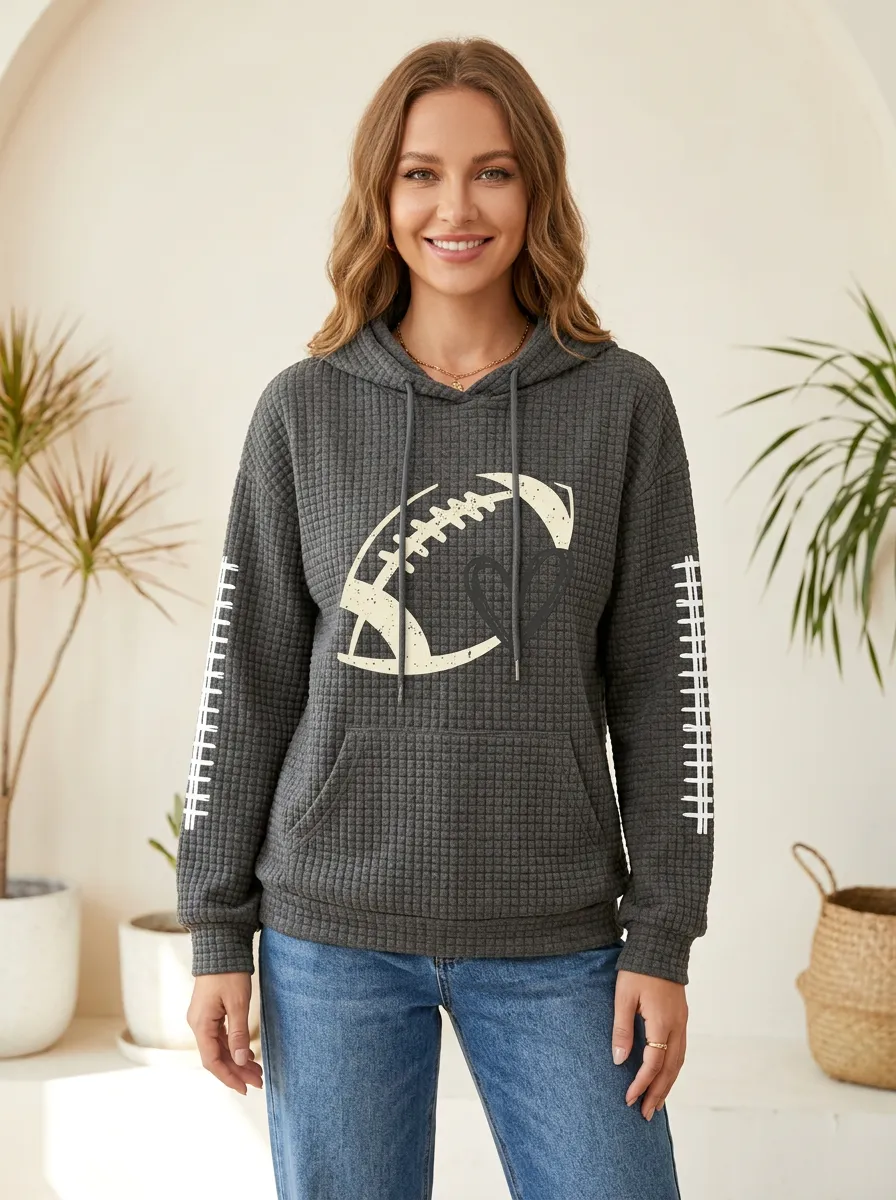Women's Gridiron Heart Graphic Sleeve Graphic Hoodie