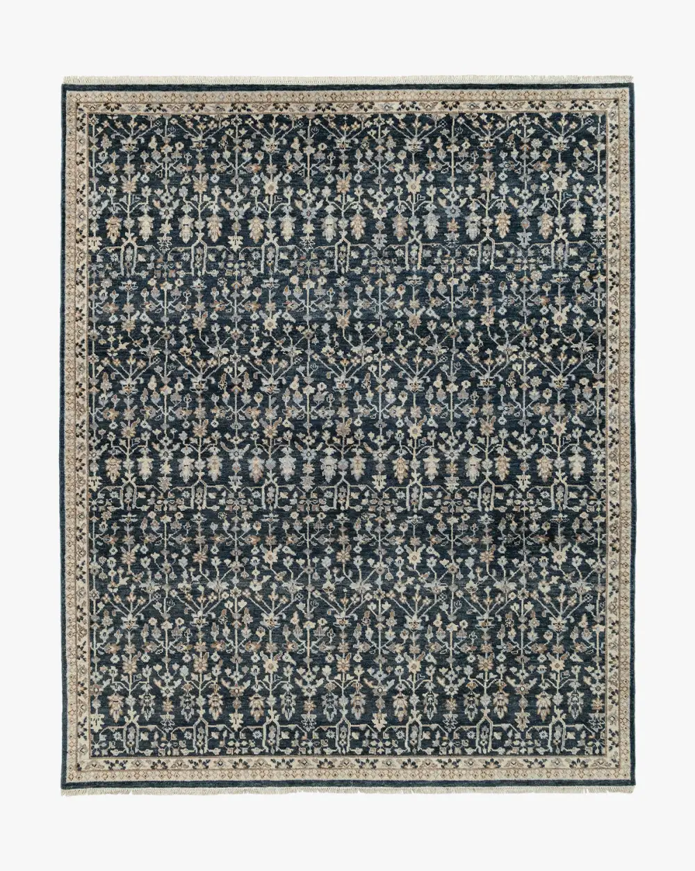 Layered Hand-Knotted Wool Area Rug
