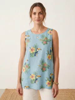 Toucan Hibiscus Floral Women's Loose Printed Tank Top