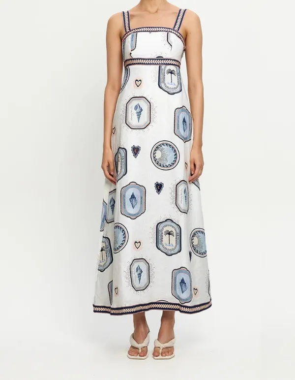 Linen Square Neck Maxi Dress