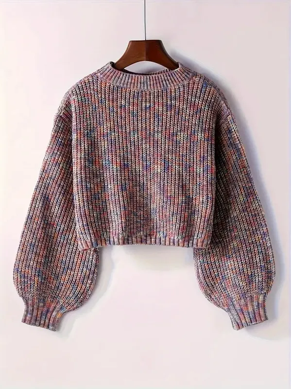 Winter Cropped Ribbed Knit Sweater