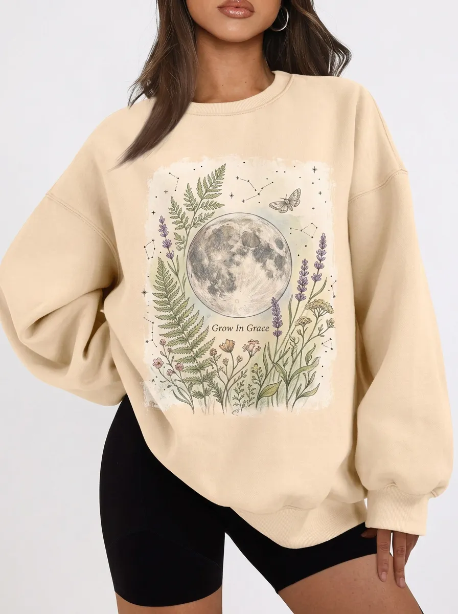 Women's Celestial Botanical Grow In Grace Printed Sweatshirt