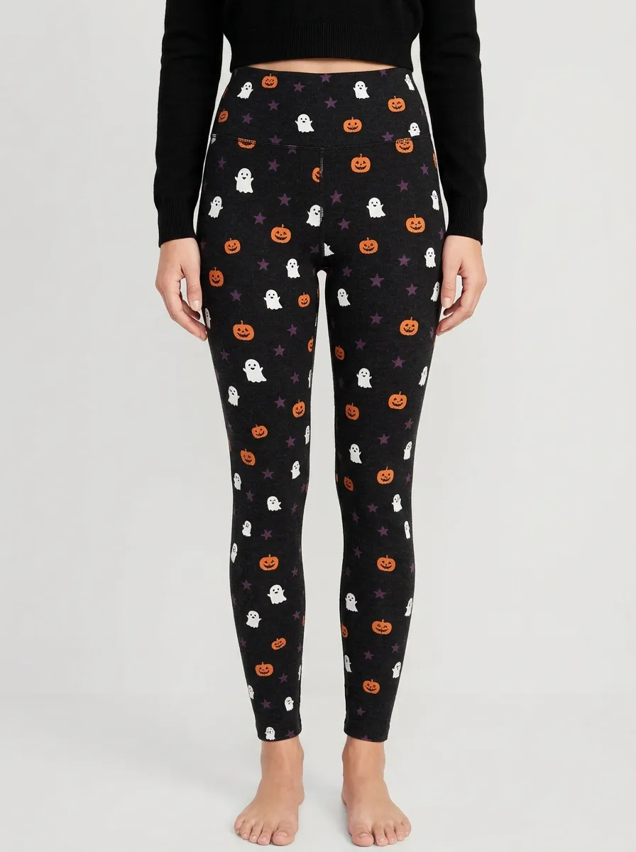 Women's Halloween Ghost Pumpkin Star Leggings