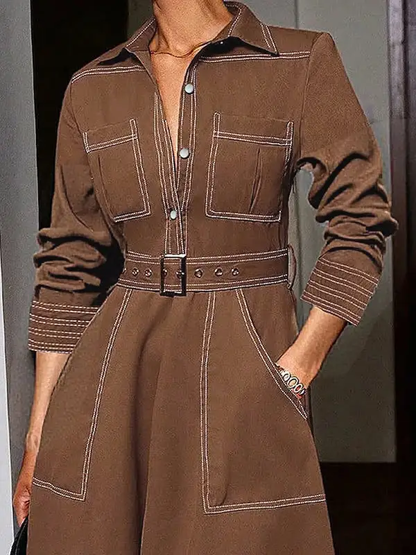 Elasticity Buttoned Long Maxi Dress