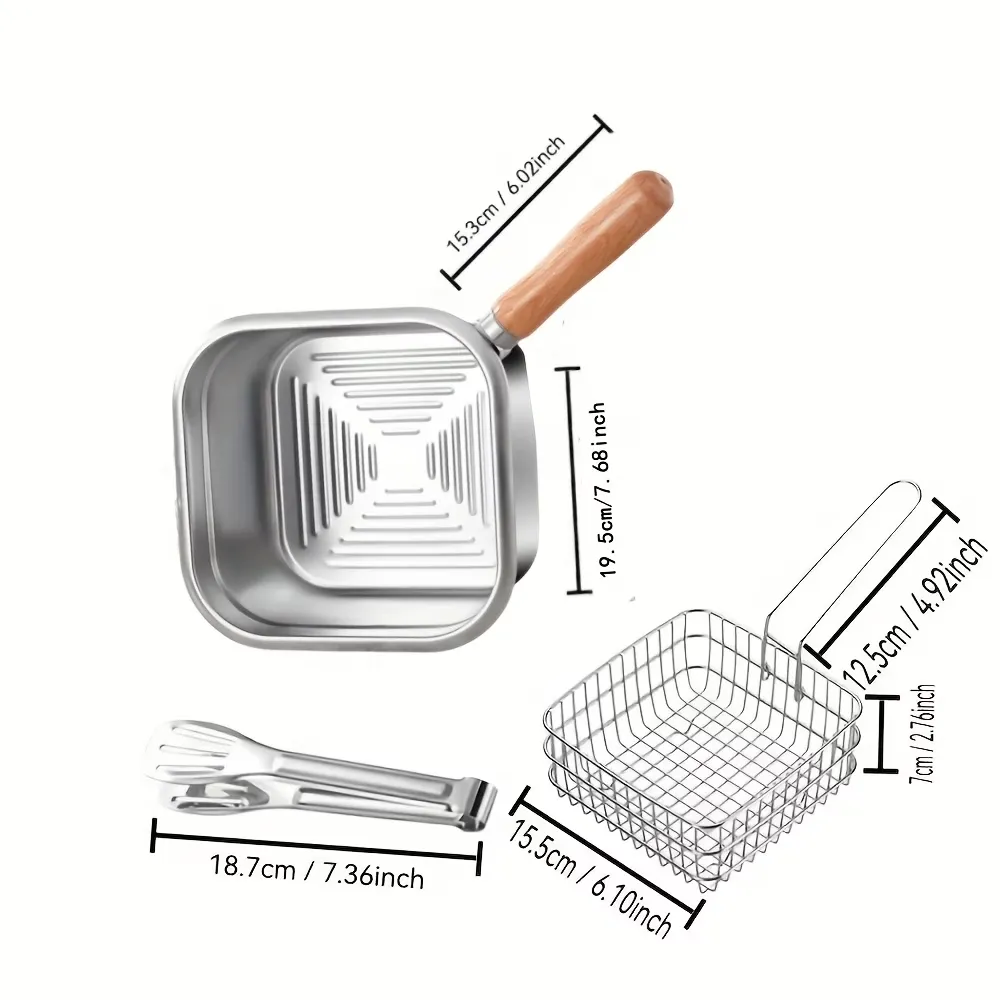Square Frying Pot with Basket