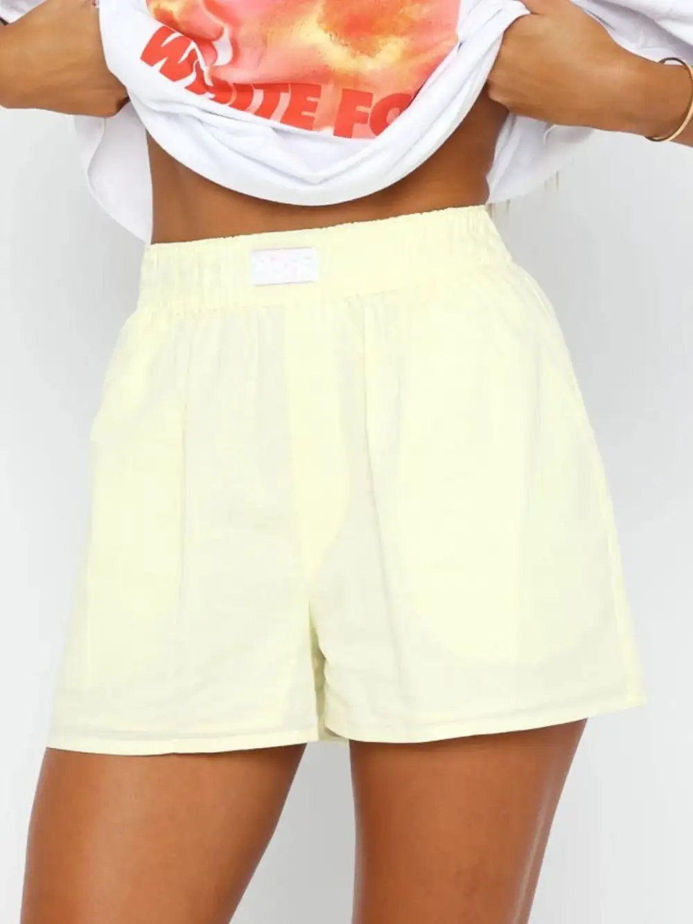 Casual Simple Elastic Waist Shorts