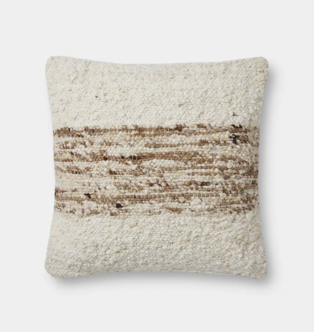Ivory and Caramel Woven Pattern Sofa Throw Pillow
