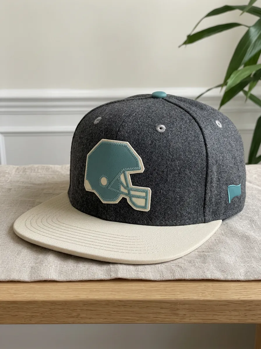 Men's Football Fan Teal Helmet Patch Embroidered Snapback Cap