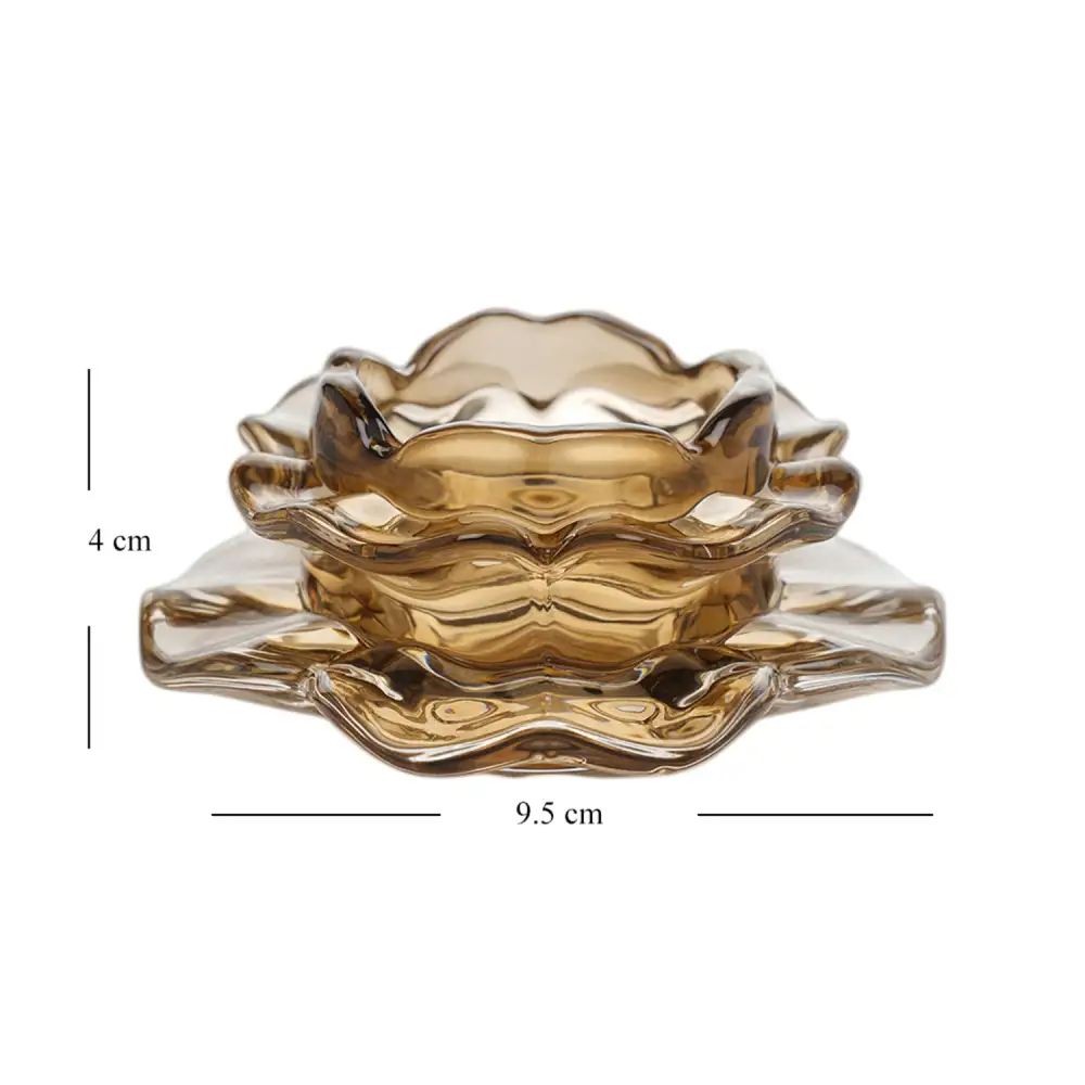 Brown Floret Glass Tealight Holder