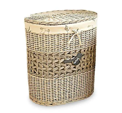 Classic Lidded Woven Round Wicker Laundry Basket